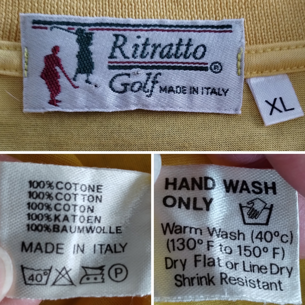 Vintage Ritratto Golf Roma Italy Yellow Polo Men's XL Golf Club - Picture 6 of 7
